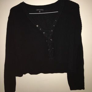 Kendall & Kylie Lace Up Sweater